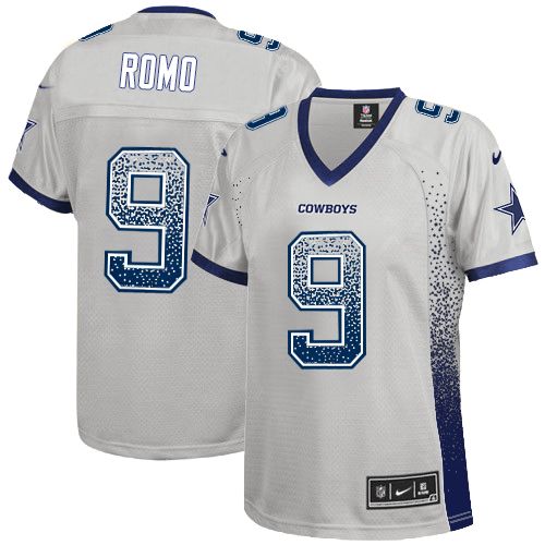 Women's Elite Tony Romo Nike Jersey Grey - #9 Drift Fashion NFL Dallas Cowboys